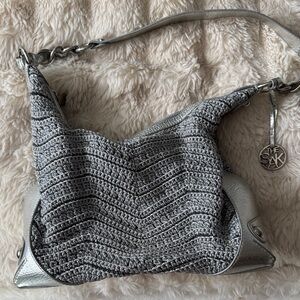 The Sak Silver Crochet-Style Shoulder Hobo